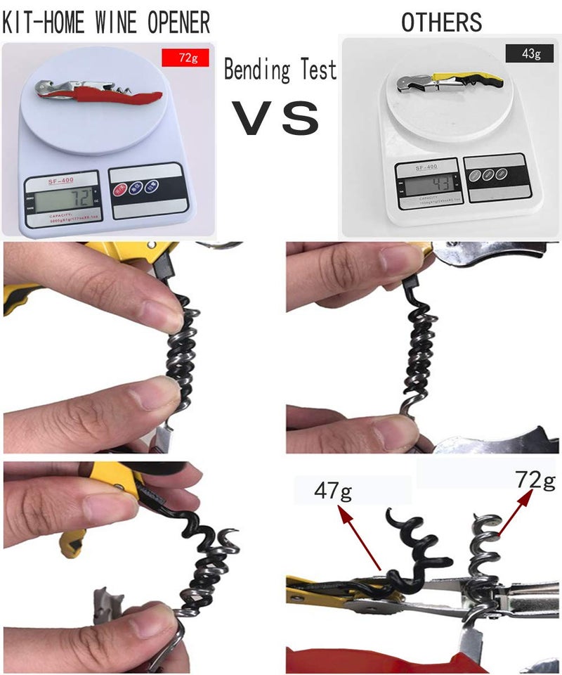 Kit-Home Professional Waiter Corkscrew Wine Openers Set, Heavy Duty Stainless Steel Hinges Wine Key for Restaurant Waiters, Sommelier, Bartenders - Image 3